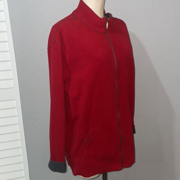 Lord & Taylor Vintage NWT Women's size L Fleece Zip-Up Cardigan Coat Mock Neck - Picture 4 of 11